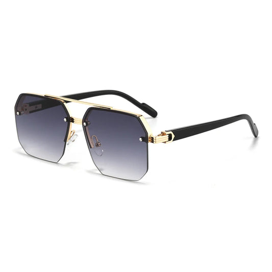 Polygon Square Metal Hommes Lunettes de soleil Tendance Femmes Lunettes de soleil