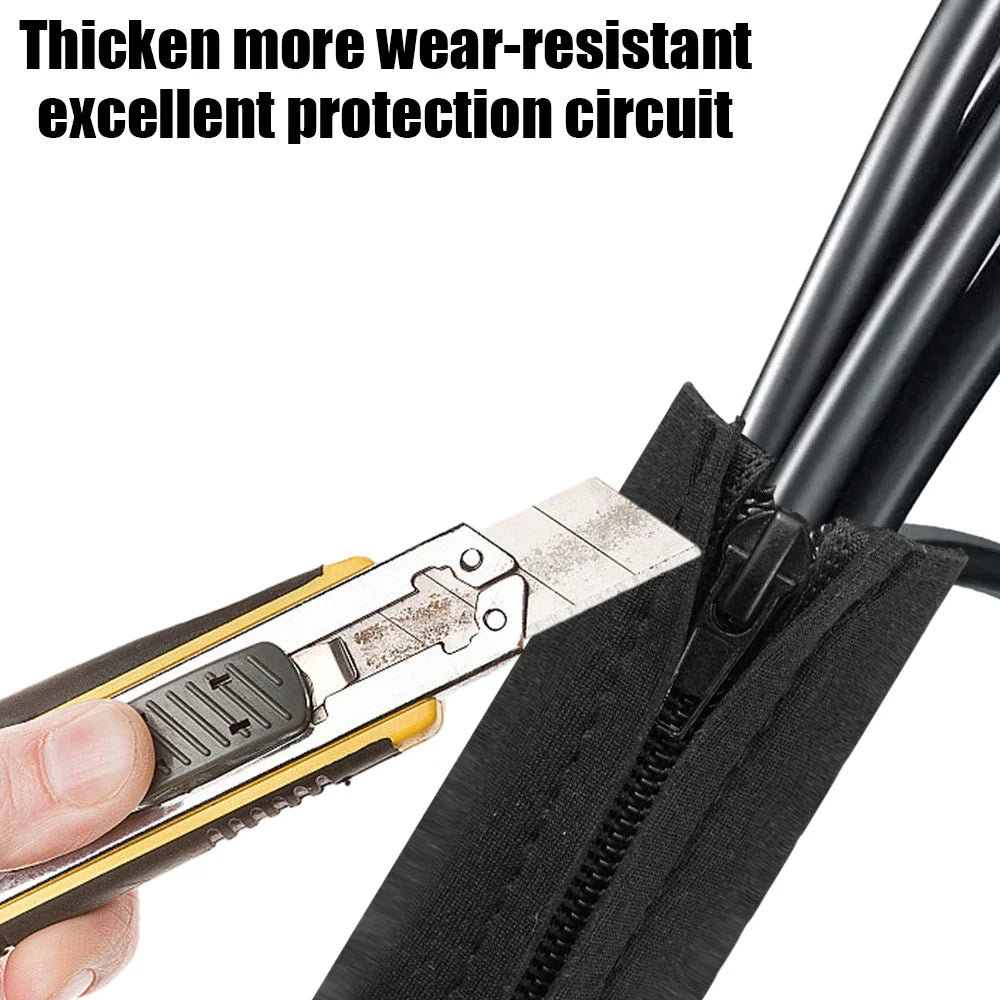 3-1PCS Zipper Cable Sleeve Reusable Cord Organizer Cable Management Protector for Computer TV Wire Cord Organizers 50cm